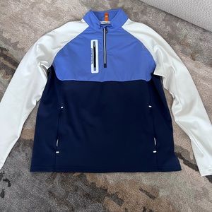 Blue and White- men’s Peter Millar. Zip up. Size large